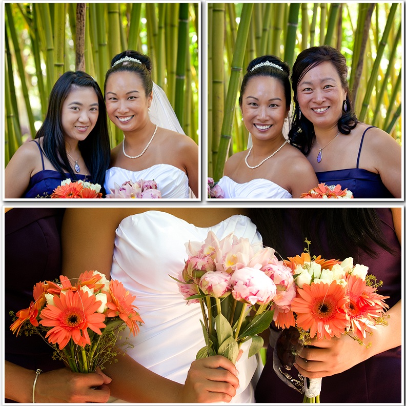 Bride with bridesmaid and flowers